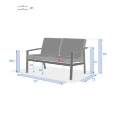 Canapé 2 Places Pavane Graphite Hespéride -Plein air Deco canape 2 places pavane graphite hesperide 3