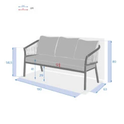 Canapé Extérieur 3 Places Oriengo Anthracite Hespéride -Plein air Deco canape exterieur 3 places oriengo anthracite hesperide 3