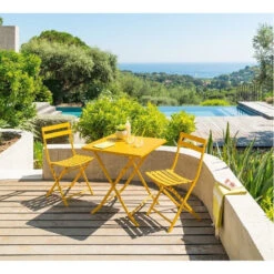 Chaise Métal Pliante Greensboro Moutarde Hespéride -Plein air Deco chaise greensboro hesperide moutarde 1 3