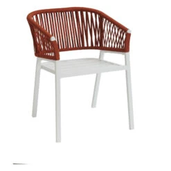 Fauteuil Oriengo Mailles Brique/blanc Hespéride -Plein air Deco fauteuil oriengo mailles brique blanc hesperide 1 1