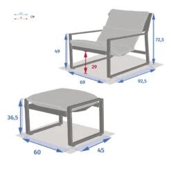 Fauteuil Relax Lambinio Avec Repose Pieds Gris Clair/blanc Hespéride -Plein air Deco fauteuil relax lambinio avec repose pieds gris clairblanc hesperide 3