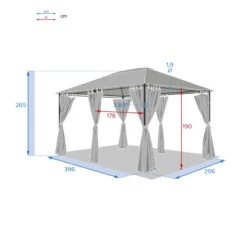 Jeu De 6 Rideaux Gris Ardoise Pour Tonnelle Santorini Et Thira -Plein air Deco jeu de 6 rideaux gris ardoise pour la tonnelle santorini 3 x 4m 2
