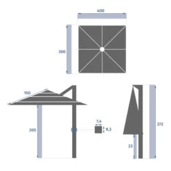 Parasol 4x3 M Melhia Multi Toiles Oléfine Anthracite Hespéride -Plein air Deco parasol 4x3 m melhia multi toiles olefine anthracite hesperide 3