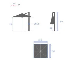 Parasol Décentré Carré Manoa Taupe Hespéride -Plein air Deco parasol decentre carre manoa taupe hesperide 3