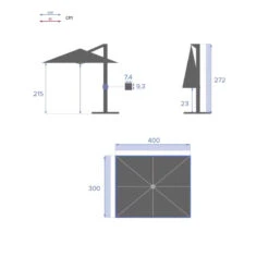 Parasol Décentré Eléa Inclinable Rectangulaire Ardoise Hespéride -Plein air Deco parasol decentre elea inclinable 3 4 ardoise hesperide 6
