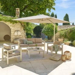 Parasol Décentré Melhia 3x3 M Oléfine Argile / Lin Hespéride