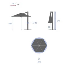 Parasol Décentré Rond Manoa Bleu Canard Hespéride -Plein air Deco parasol decentre rond manoa bleu canard hesperide 3