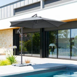 Parasol Déporté Rond Janeiro Ardoise Hespéride