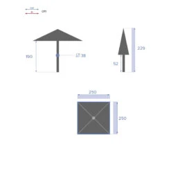 Parasol Droit Carré 2,5x2,5m Soya Ardoise Hespéride -Plein air Deco parasol droit carre 25x25m soya ardoise hesperide 1 6