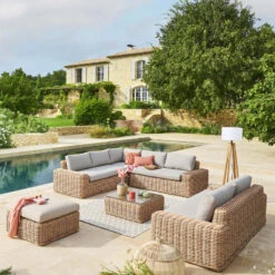 Pouf Extérieur Savinia Coloris Tahini Hespéride -Plein air Deco pouf exterieur savinia coloris tahini hesperide 2