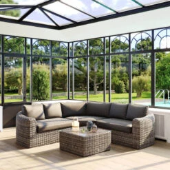 Salon Angle Moorea 5 Places Terre D'ombre Hespéride -Plein air Deco salon angle moorea 5 places terre d ombre hesperide 1 2