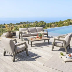 Salon De Jardin 5 Places Axiome Beige Et Praline Hespéride