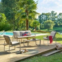 Salon De Jardin Boreane 5 Places Lin / Argile Hespéride