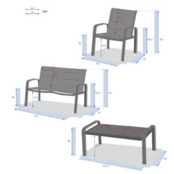Salon De Jardin 4 Places Elyn Anthracite / Graphite Hespéride -Plein air Deco salon jardin places elyn anthracite graphite hesperide 1 7