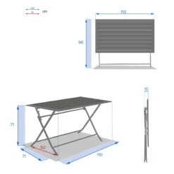 Table Alu Pliante Azua 4 Places Graphite Hespéride -Plein air Deco table aluminium azua 4 places graphite hesperide 4