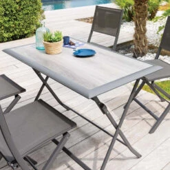 Table Aluminium Azua 4 Places Gris Smoke Hespéride -Plein air Deco table aluminium azua 4 places gris smoke hesperide 1 2
