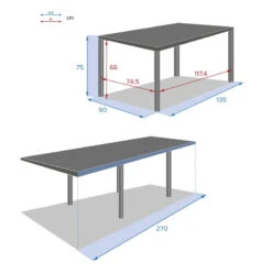 Table Rectangulaire Ext. Verre Piazza 10 P. Graphite Hespéride -Plein air Deco table piazza extensible 10 personnes anthracite graphite hesperide 3