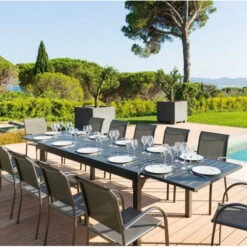 Table Rectangulaire Extensible Piazza 12 P. Graphite Hespéride -Plein air Deco table rectangulaire extensible piazza 12 personnes graphite hesperide 5