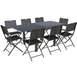 Table Rectangulaire Extensible Piazza 8 P. Graphite Hespéride -Plein air Deco table rectangulaire extensible piazza 8 personnes graphite hesperide 4