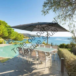 Toile Rempl. Rectangulaire En Oléfine Anthracite Eléa Hespéride -Plein air Deco toile remplacement rectangulaire anthracite pour parasol elea hesperide 3