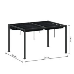 Tonnelle 4 X 3 M Aluminium Ardoise / Graphite Zalya Hespéride -Plein air Deco tonnelle 4 x 3 m aluminium ardoise graphite zalya hesperide 3